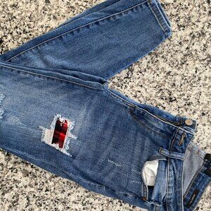 Judy Blue Buffalo Plaid Patch Skinny Jeans Size 7/28 JB88316